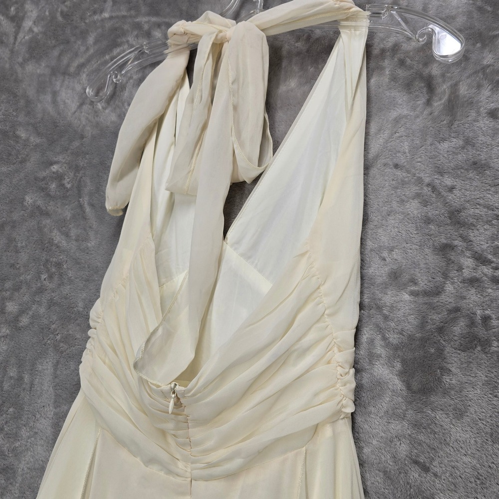 Regencycore Halter Dress Women S Cream Ruched Fairy Ethereal Marilyn Style Retro - Picture 15 of 16